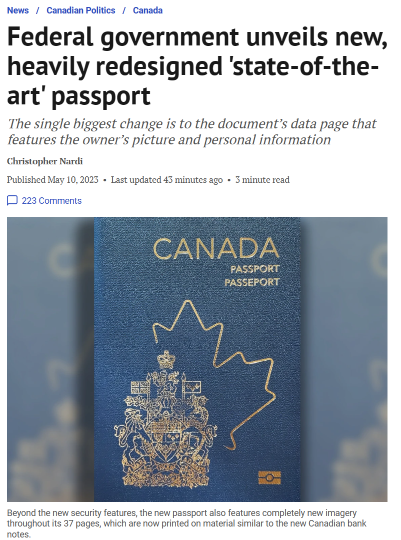 满满的高科技！加拿大2023新版护照亮相！线上申请即可更换